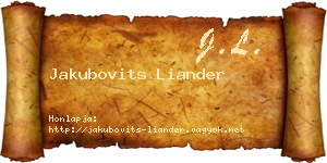Jakubovits Liander névjegykártya